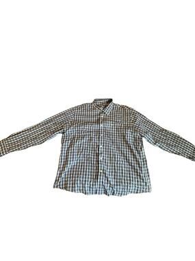 Dockers Blue Yellow White Plaid Long Sleeve Button Down Shirt Men's Size XXL